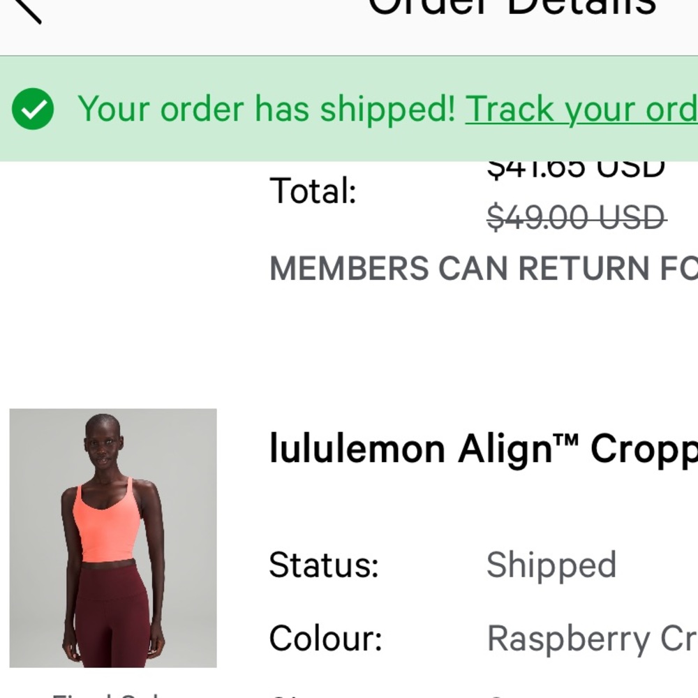 Lululemon align crop tank top